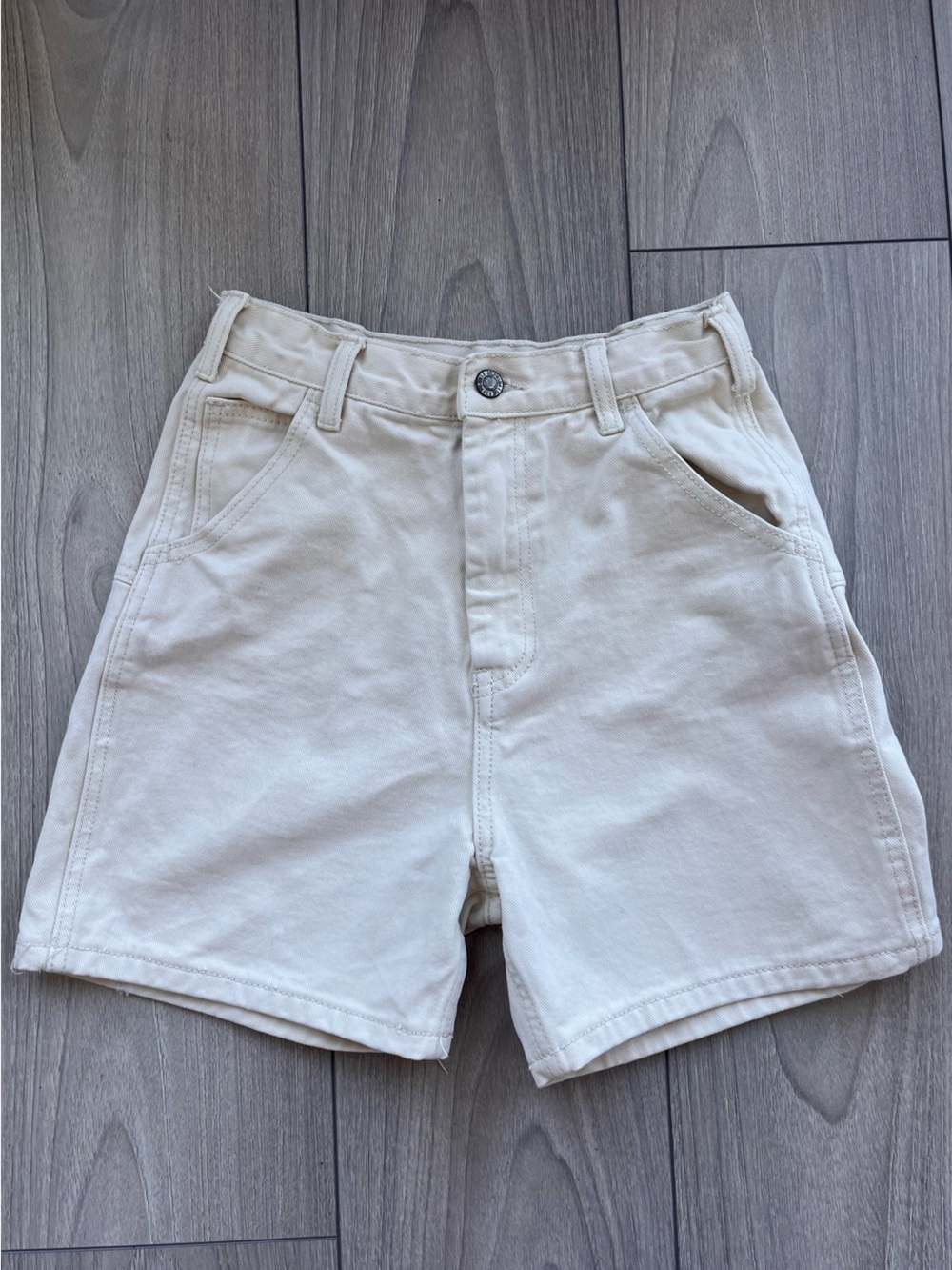 John Galt Cream Denim Shorts